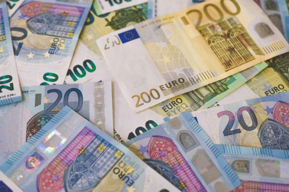 International Trade - 20 euro bill on white printer paper